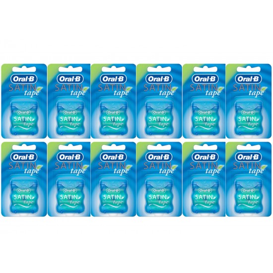 Oral-B Satin Tape Dental Floss, Mint Flavor, 25m Pack of 12