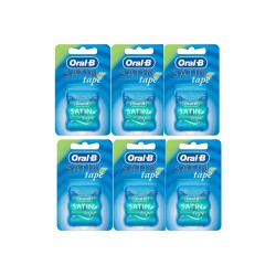 Oral-B Satin Tape Dental Floss, Mint Flavor, 25m Pack of 6