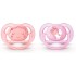 Philips Avent Ultra Air Pacifier, 0-6 months, contemporary decos, pink/peach, 2 pack, SCF345/20