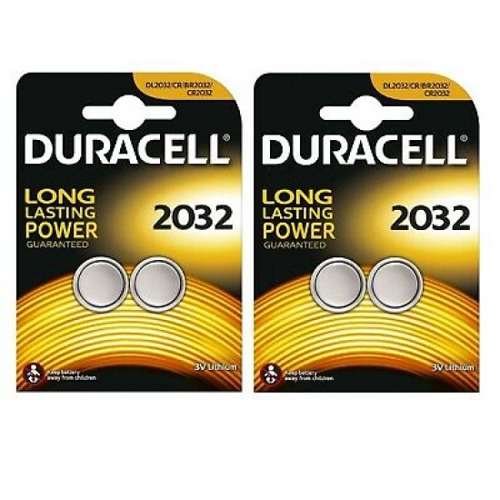 4 x Duracell CR2032 3V Lithium Coin Cell Battery 2032 button DL2032