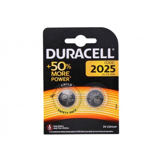 Duracell CR2025 batteries Lithium Coin Cell DL2025 3V Pack of 2 **AUTHENTIC**