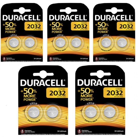 10 pack Duracell lithium CR2032 3V coin cell battery